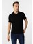Siyah Slim Fit Düz Polo Yaka Tişört 2