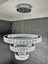 Kristal Taşlı Krom Modern Sarkıt LED Avize, 3 Renk Ledli, 50-35-20CM, EA4001 2