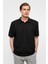 Siyah Regular Armürlü Polo Yaka Tişört 1