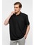 Siyah Regular Armürlü Polo Yaka Tişört 2