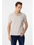 Bej Slim Fit Armürlü Polo Yaka Tişört 3