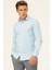 Buz Mavi Slim Fit Armürlü Klasik Yaka Gömlek 2