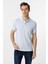 Buz Mavi Slim Fit Düz Polo Yaka Tişört 4
