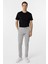 Gri Slim Fit Armürlü Kanvas Pantolon 1