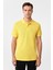 Sarı Slim Fit Armürlü Polo Yaka Tişört 1
