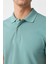 Su Yeşili Slim Fit Armürlü Polo Yaka Tişört 3
