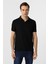 Siyah Slim Fit Armürlü Polo Yaka Tişört 1