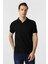 Siyah Slim Fit Armürlü Polo Yaka Tişört 2