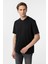 Siyah Slim Fit Armürlü Bisiklet Yaka Tişört 3