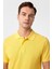 Sarı Slim Fit Armürlü Polo Yaka Tişört 2