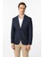 Lacivert Slim Fit Desenli Mono Yaka 6 Drop Ceket 1