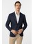Lacivert Slim Fit Desenli Mono Yaka 6 Drop Ceket 2