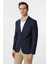 Lacivert Slim Fit Desenli Mono Yaka 6 Drop Ceket 4