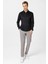 Siyah Slim Fit Armürlü Düğmeli Yaka Gömlek 5