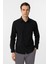 Siyah Slim Fit Düz Klasik Yaka Gömlek 2