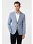 Saks Mavi Slim Fit Desenli Sivri Yaka 6 Drop Ceket 1