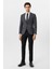 Siyah Slim Fit Armürlü Sivri Yaka 6 Drop Yelekli Klasik Takım Elbise 1