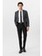 Siyah Slim Fit Armürlü Sivri Yaka 6 Drop Yelekli Klasik Takım Elbise 3