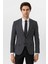 Siyah Slim Fit Armürlü Sivri Yaka 6 Drop Yelekli Klasik Takım Elbise 4