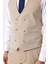 Bej Slim Fit Desenli Sivri Yaka 6 Drop Yelekli Klasik Takım Elbise 5