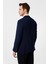 Lacivert Slim Fit Desenli Sivri Yaka 6 Drop Ceket 4