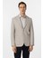Bej Slim Fit Armürlü Mono Yaka 6 Drop Ceket 2