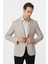 Bej Slim Fit Armürlü Mono Yaka 6 Drop Ceket 3