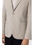 Bej Slim Fit Armürlü Mono Yaka 6 Drop Ceket 5