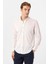 Ekru Slim Fit Armürlü Düğmeli Yaka Gömlek 1