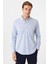 Saks Mavi Slim Fit Armürlü Düğmeli Yaka Gömlek 1