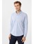 Saks Mavi Slim Fit Armürlü Düğmeli Yaka Gömlek 2