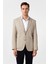 Bej Slim Fit Desenli Sivri Yaka 6 Drop Ceket 1
