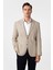 Bej Slim Fit Desenli Sivri Yaka 6 Drop Ceket 2