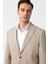 Bej Slim Fit Desenli Sivri Yaka 6 Drop Ceket 3