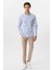 Mavi Slim Fit Desenli Düğmeli Yaka Çizgili Gömlek 3