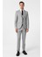 Gri Slim Fit Desenli Mono Yaka 6 Drop Yelekli Klasik Takım Elbise 1