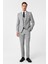 Gri Slim Fit Desenli Mono Yaka 6 Drop Yelekli Klasik Takım Elbise 2