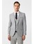 Gri Slim Fit Desenli Mono Yaka 6 Drop Yelekli Klasik Takım Elbise 3