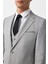 Gri Slim Fit Desenli Mono Yaka 6 Drop Yelekli Klasik Takım Elbise 4