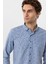 Mavi Slim Fit Düz Düğmeli Yaka Gömlek 4