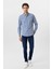 Mavi Slim Fit Düz Düğmeli Yaka Gömlek 3