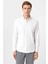 Ekru Slim Fit Desenli Düğmeli Yaka Gömlek 1