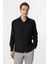Siyah Slim Fit Düz Klasik Yaka Gömlek 1
