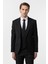 Siyah Slim Fit Düz Sivri Yaka 6 Drop Yelekli Klasik Takım Elbise 4