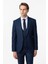 Lacivert Slim Fit Armürlü Sivri Yaka 6 Drop Yelekli Klasik Takım Elbise 4