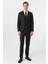 Siyah Slim Fit Armürlü Sivri Yaka 6 Drop Yelekli Klasik Takım Elbise 1