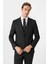 Siyah Slim Fit Armürlü Sivri Yaka 6 Drop Yelekli Klasik Takım Elbise 4