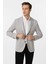 Gri Slim Fit Armürlü Sivri Yaka 6 Drop Ceket 2