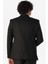 Siyah Slim Fit Armürlü Sivri Yaka 6 Drop Yelekli Klasik Takım Elbise 2
