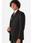 Siyah Slim Fit Armürlü Sivri Yaka 6 Drop Yelekli Klasik Takım Elbise 5